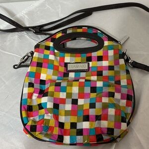Hadaki Multicolor Geometric Crossbody Handbag Top Handle Travel Purse